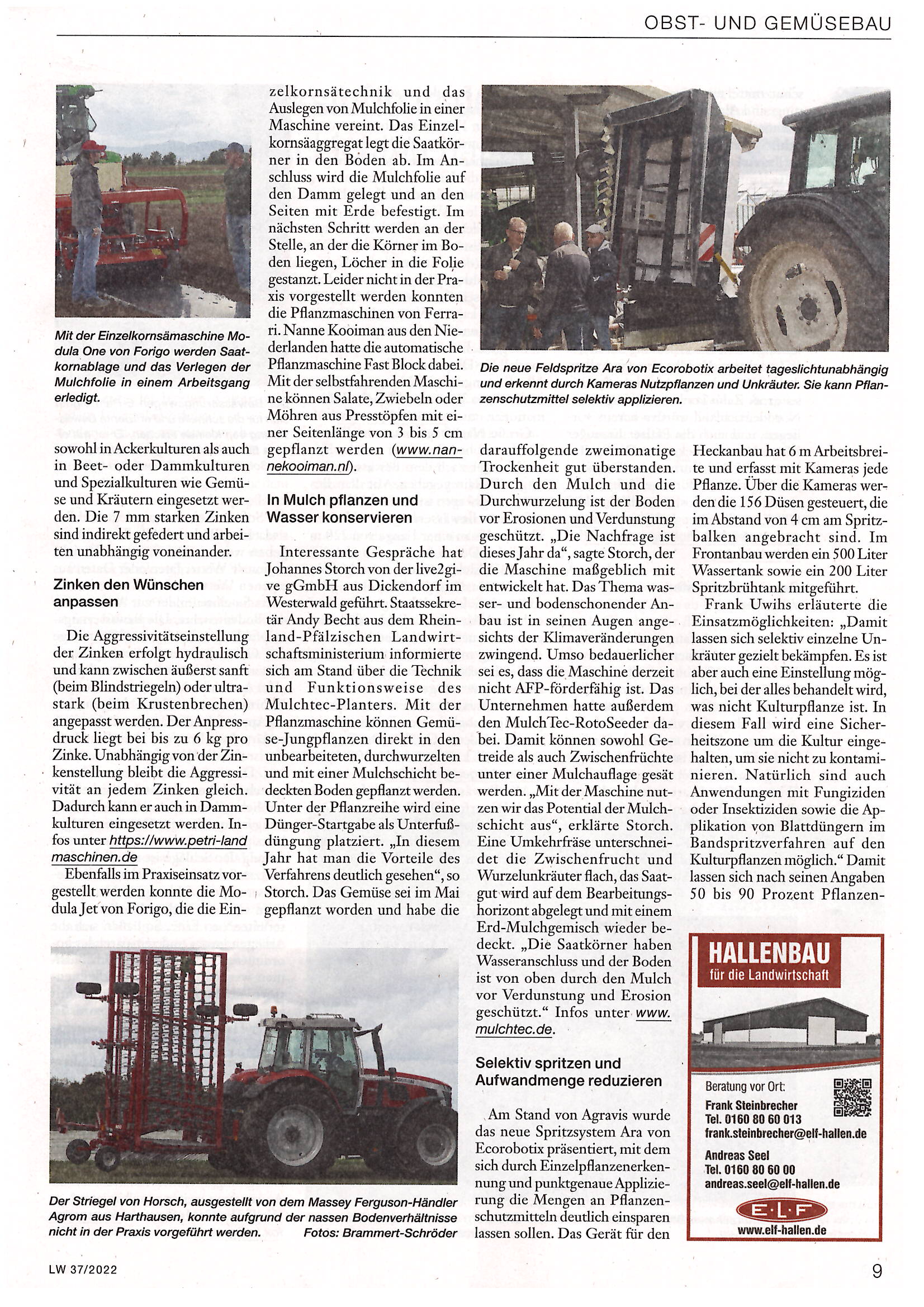 Landwirtschaftliches Wochenblatt Issue 37/2022 – Page 9